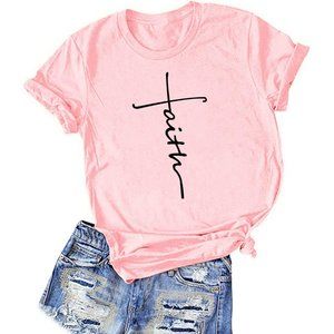 Faith Shirts for Women Graphic Casual Short Sleeve Funny T-Shirts with Sayings